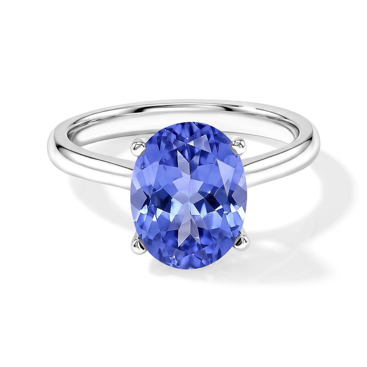 Tanzanite Solitaire Ring in Platinum Over Sterling Silver (Size 4.0) 1.35 ctw