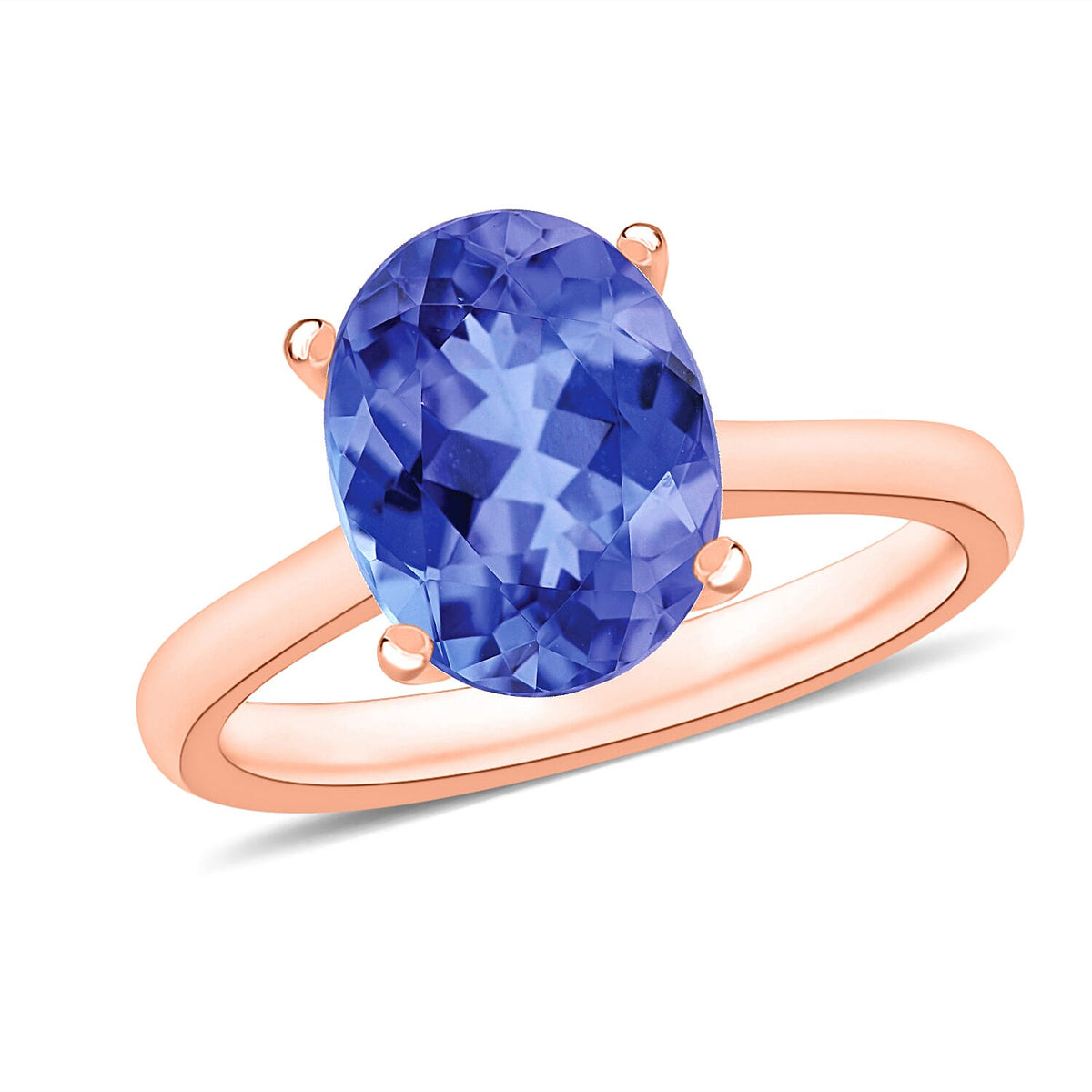 Tanzanite Solitaire Ring in Platinum Over Sterling Silver (Size 4.0) 1.35 ctw