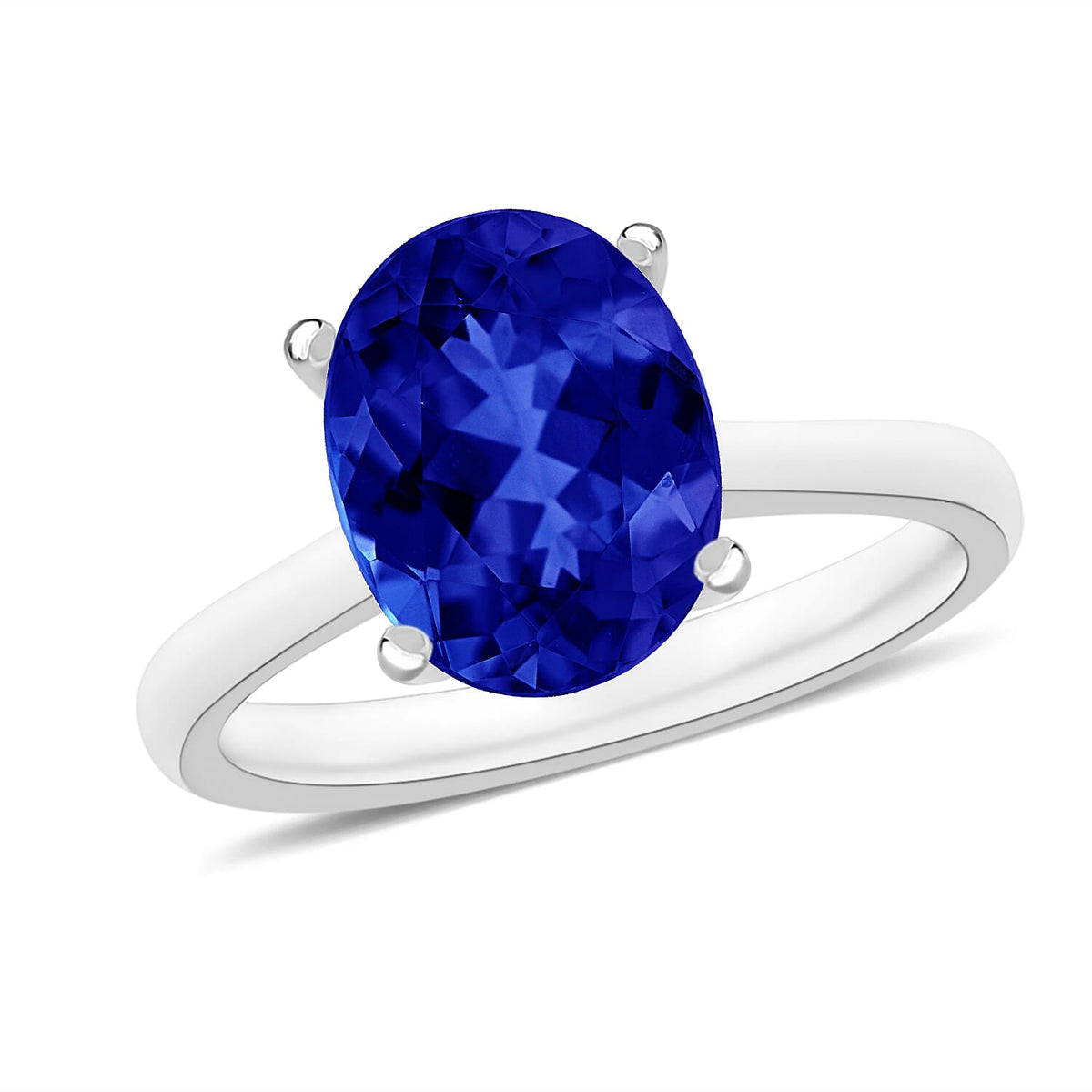 Tanzanite Solitaire Ring in Platinum Over Sterling Silver (Size 4.0) 1.35 ctw