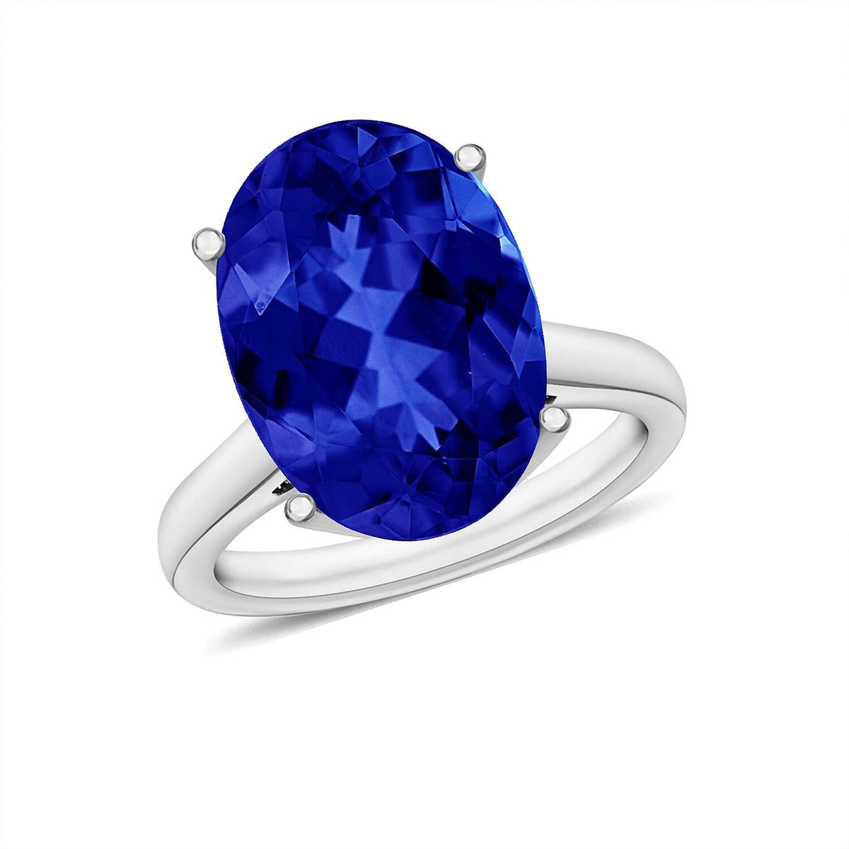 Tanzanite Solitaire Ring in Platinum Over Sterling Silver (Size 4.0) 1.35 ctw
