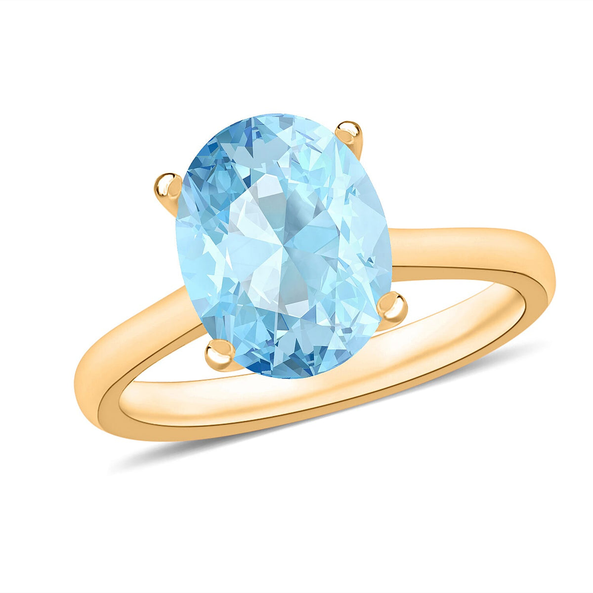 Luxoro 14K White Gold Premium Mangoro Aquamarine Solitaire Ring (Size 10.0) 4 Grams 2.40 ctw