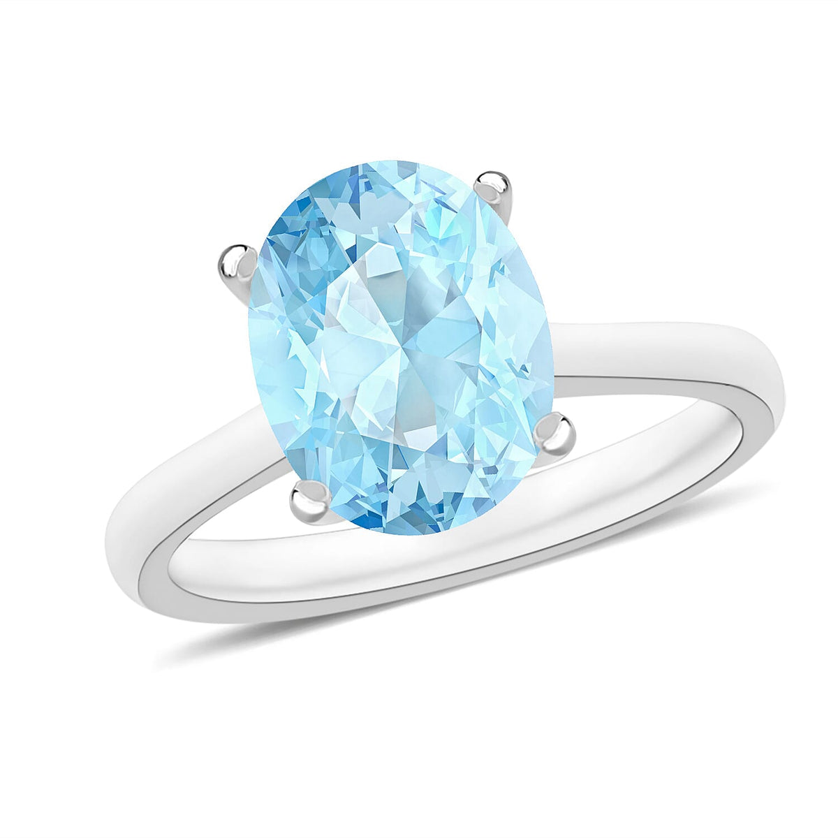 Luxoro 14K White Gold Premium Mangoro Aquamarine Solitaire Ring (Size 10.0) 4 Grams 2.40 ctw