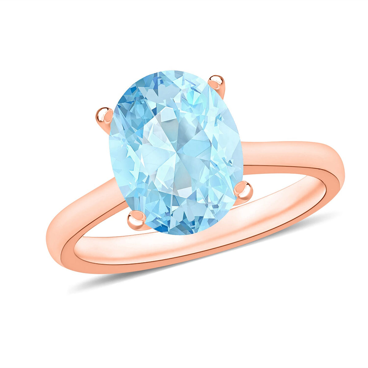 Luxoro 14K White Gold Premium Mangoro Aquamarine Solitaire Ring (Size 10.0) 4 Grams 2.40 ctw