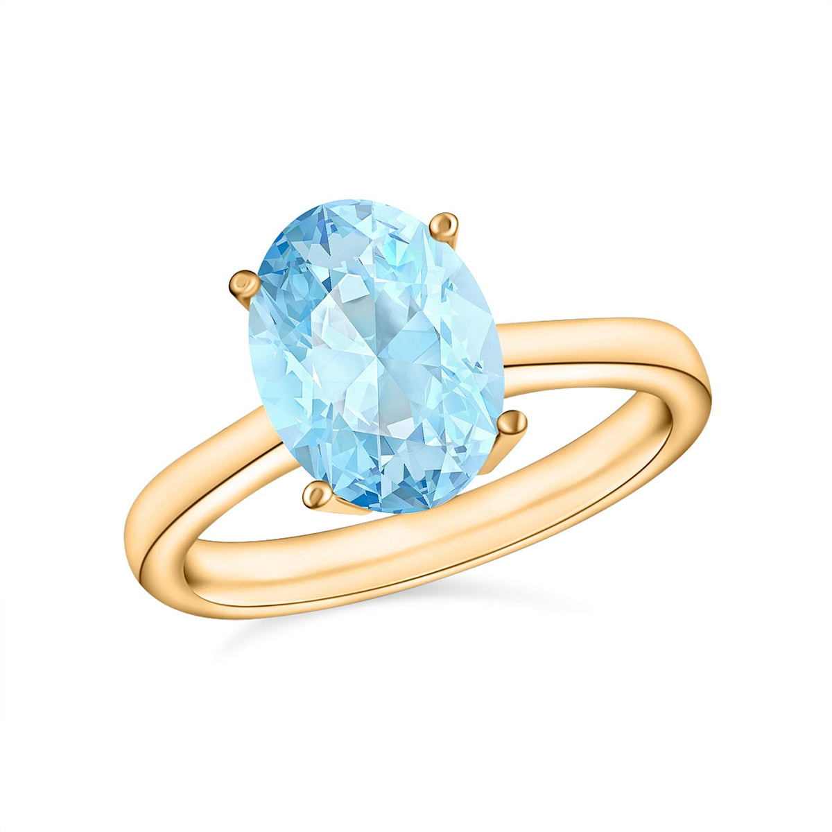 Luxoro 14K White Gold Premium Mangoro Aquamarine Solitaire Ring (Size 10.0) 4 Grams 2.40 ctw