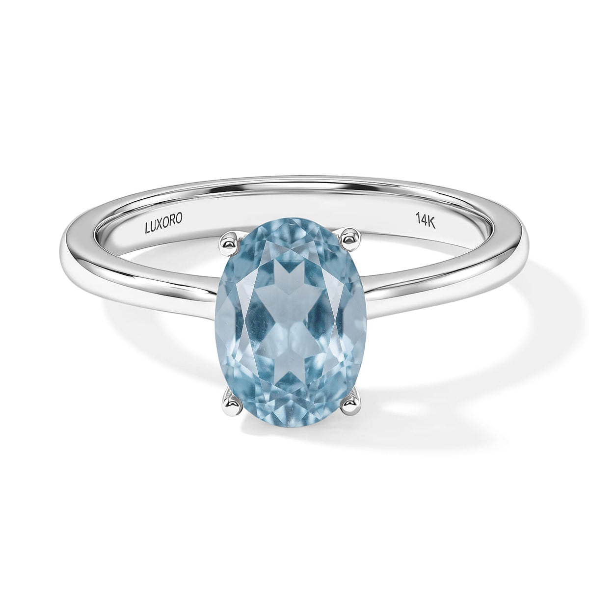 Luxoro 14K White Gold Premium Mangoro Aquamarine Solitaire Ring (Size 10.0) 4 Grams 2.40 ctw