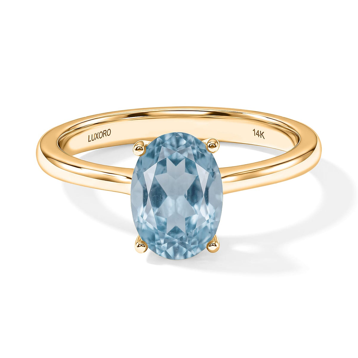 Luxoro 14K White Gold Premium Mangoro Aquamarine Solitaire Ring (Size 10.0) 4 Grams 2.40 ctw