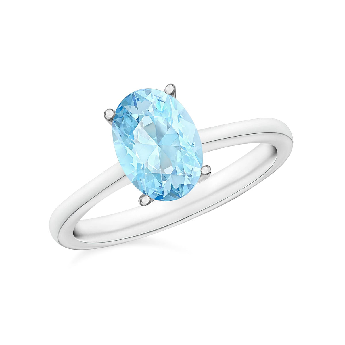 Luxoro 14K White Gold Premium Mangoro Aquamarine Solitaire Ring (Size 10.0) 4 Grams 2.40 ctw