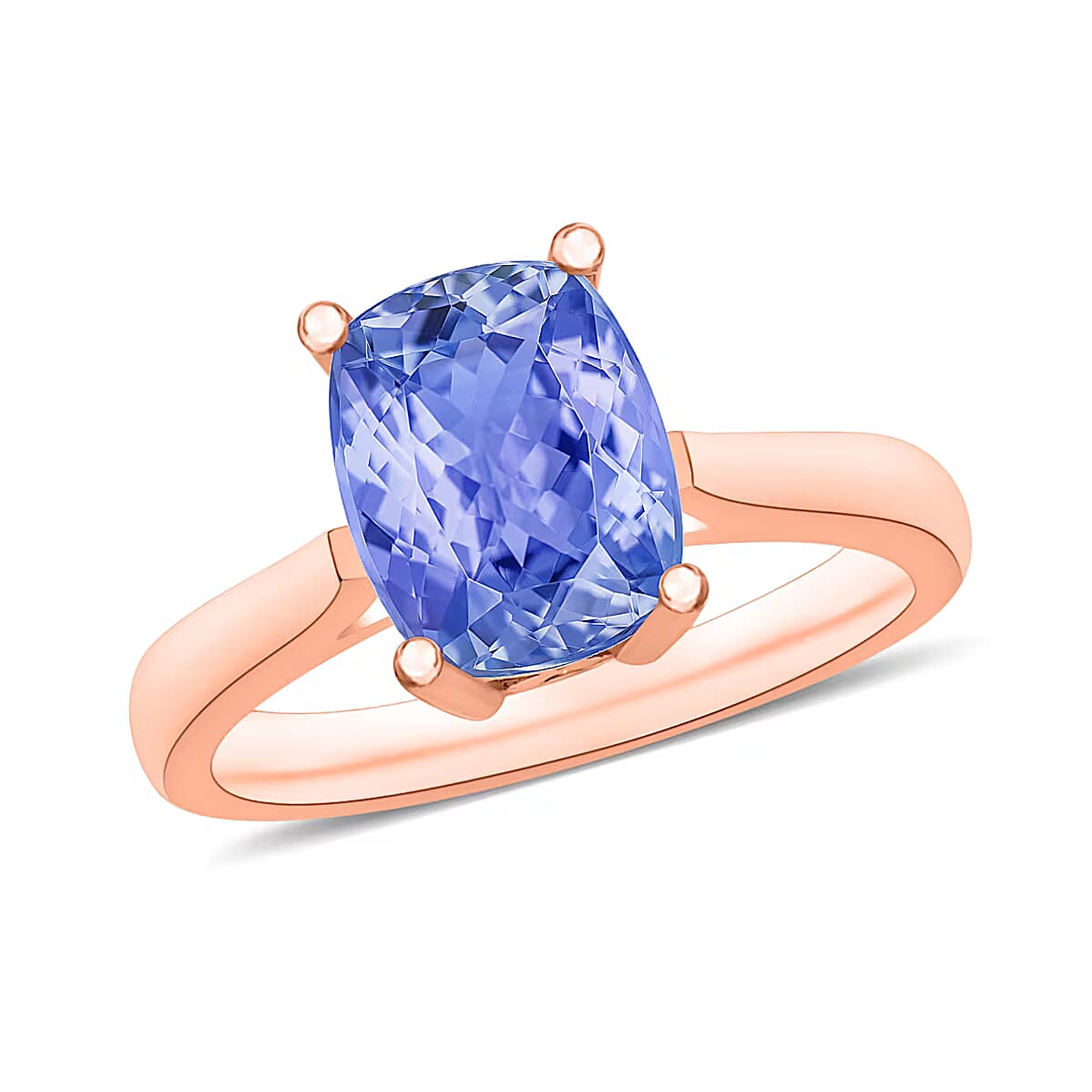 Tanzanite Solitaire Ring in Platinum Over Sterling Silver (Size 10) 1.40 ctw