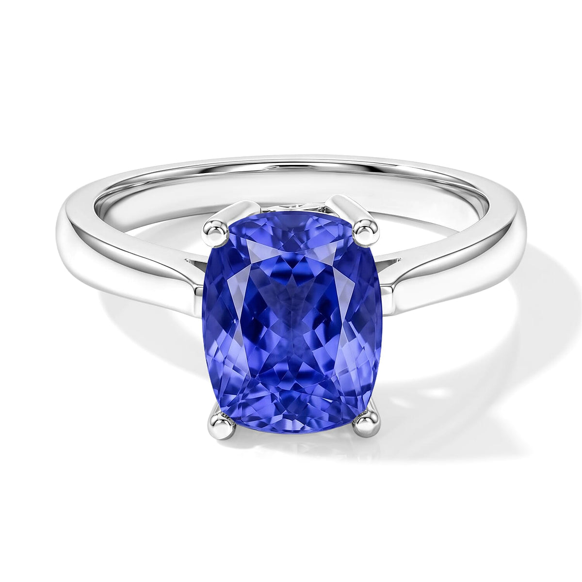 Tanzanite Solitaire Ring in Platinum Over Sterling Silver (Size 10) 1.40 ctw