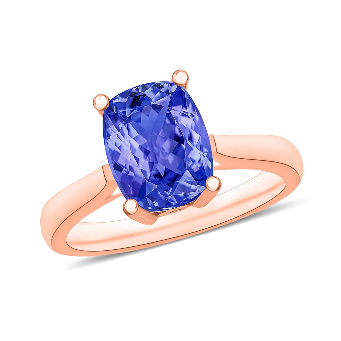 Tanzanite Solitaire Ring in Platinum Over Sterling Silver (Size 10) 1.40 ctw