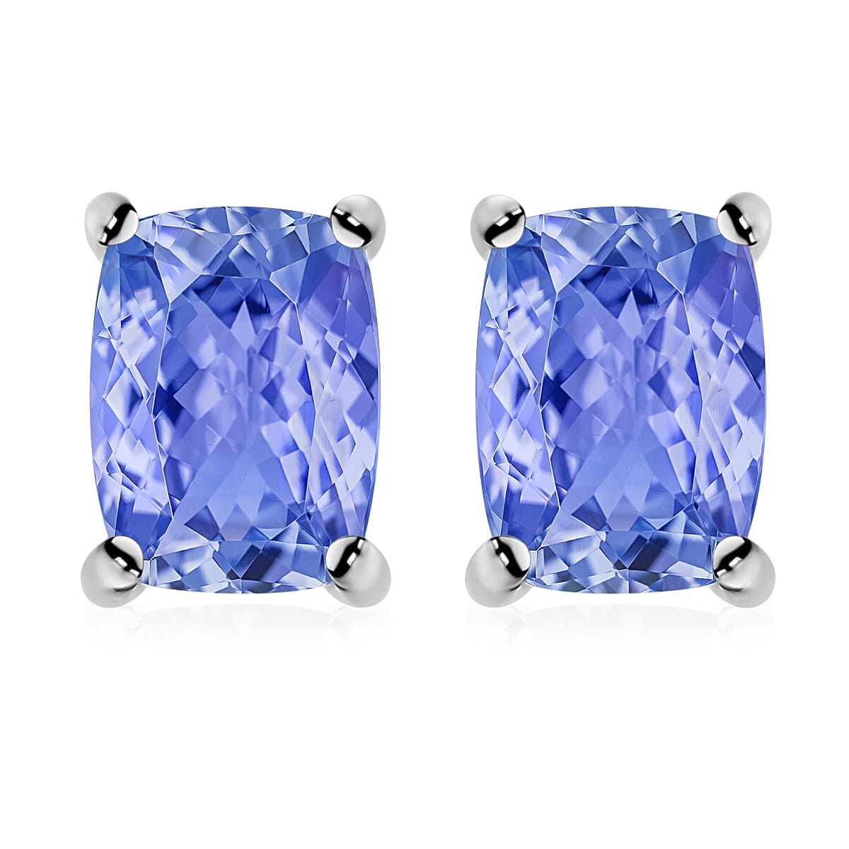 Tanzanite Solitaire Stud Earrings in Platinum Over Sterling Silver 2.10 ctw