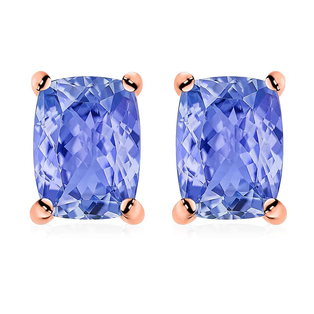 Tanzanite Solitaire Stud Earrings in Platinum Over Sterling Silver 2.10 ctw