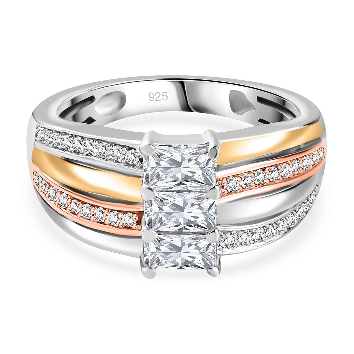 Moissanite Ring in Sterling Silver (Size 9.0) 1.92 ctw