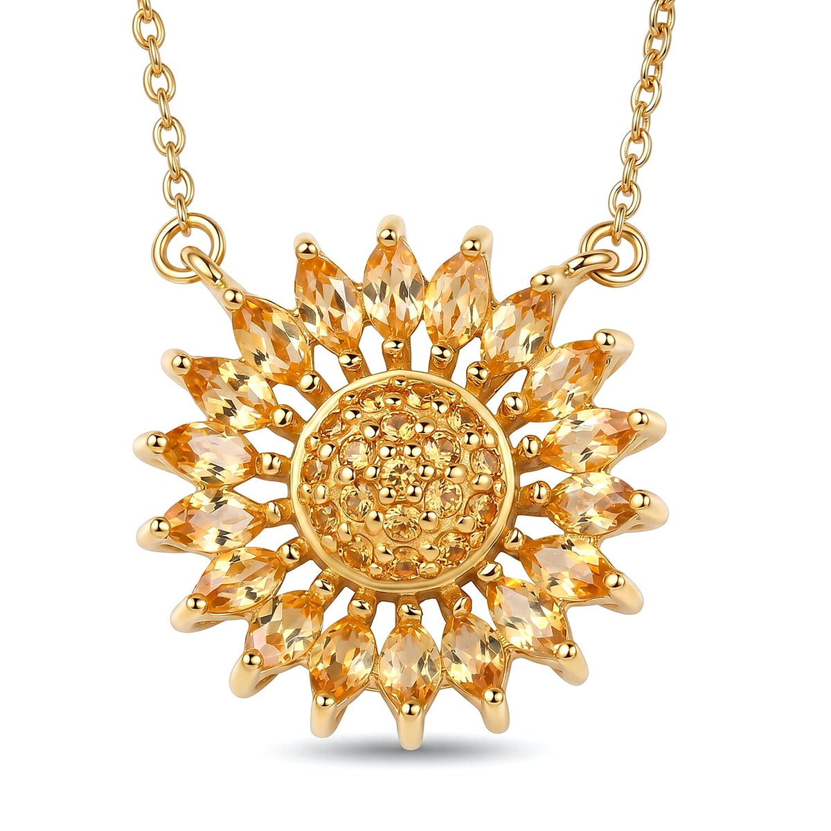 Premium Brazilian Citrine, Orange Sapphire Necklace (20 Inches) in 18K Vermeil YG Over Sterling Silver 1.30 ctw
