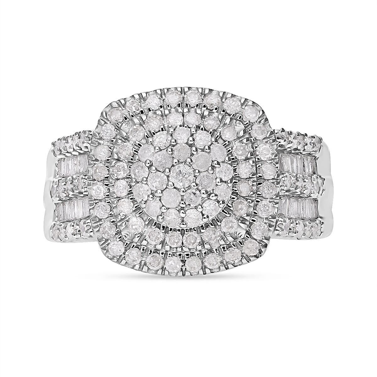 White Diamond Ring in Platinum Over Sterling Silver (Size 10) 1.00 ctw