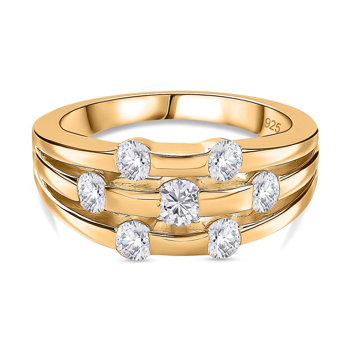 Moissanite Ring in 18K Vermeil YG Over Sterling Silver (Size 10.0) 0.83 ctw