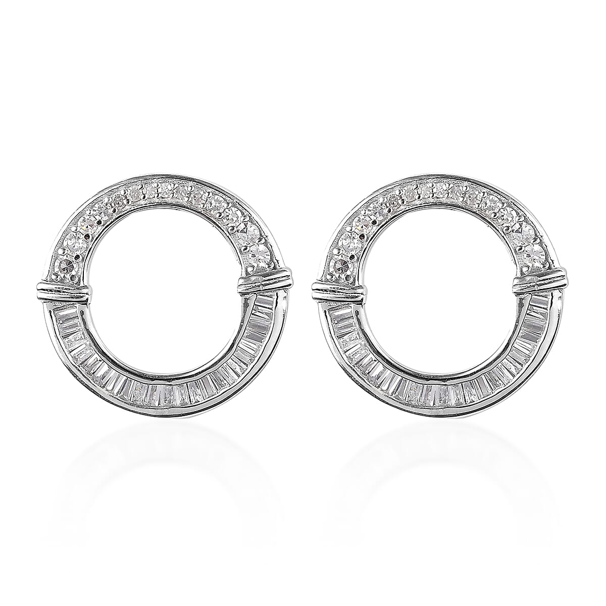 Diamond (I2) Earrings in Rhodium Over Sterling Silver 0.75 ctw