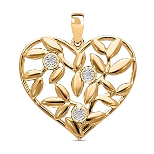 White Diamond Pendant in 18K Vermeil YG Over Sterling Silver