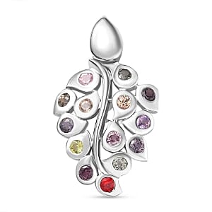 Multi Sapphire Pendant in Platinum Over Sterling Silver 0.84 ctw
