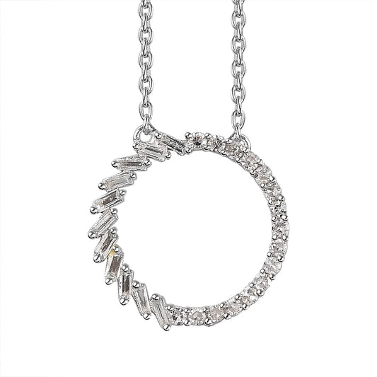 Diamond (G-H, SI) Necklace (20 Inches) in Rhodium Over Sterling Silver 0.25 ctw