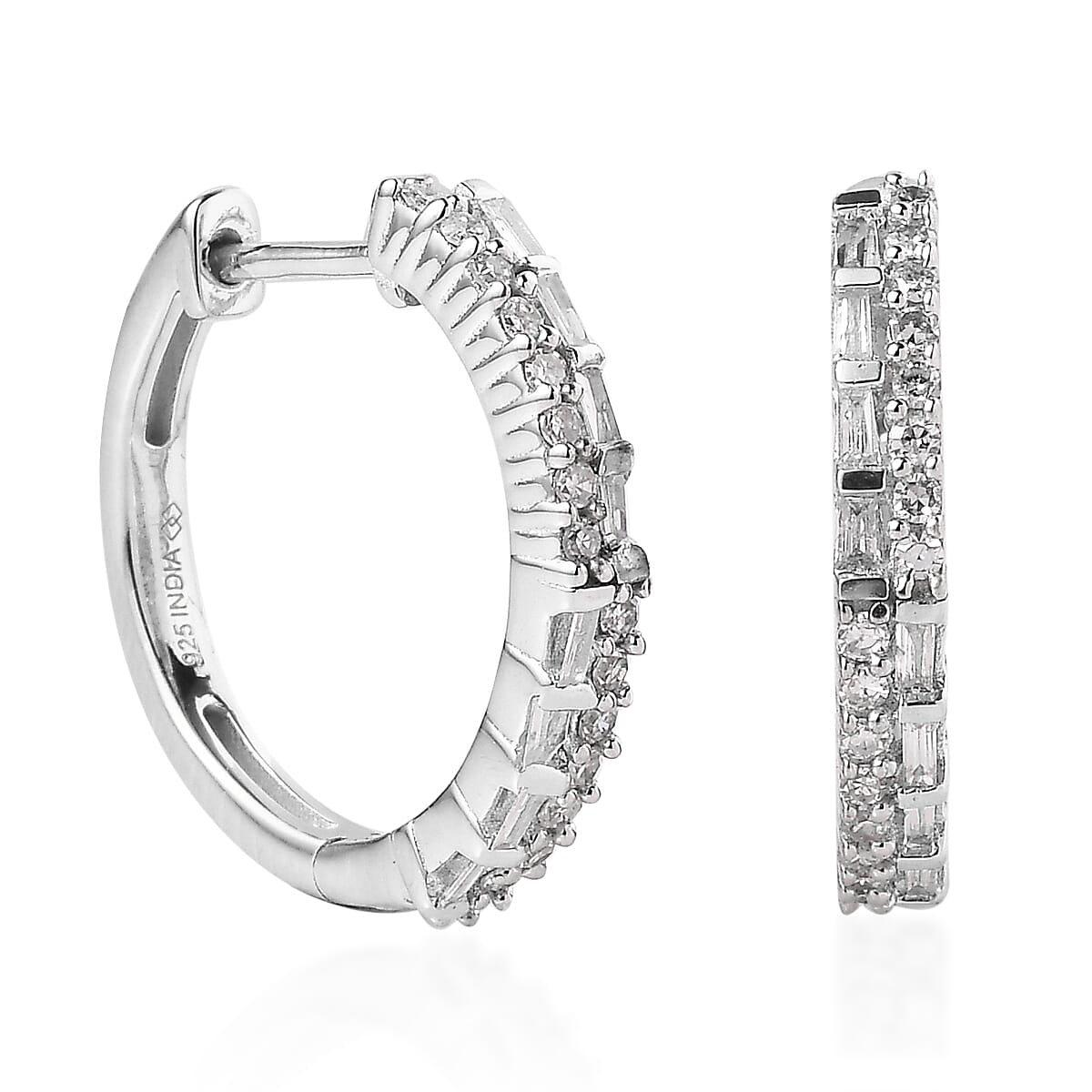 Diamond (G-H, SI) Hoop Earrings in 18K Vermeil YG Over Sterling Silver 0.35 ctw