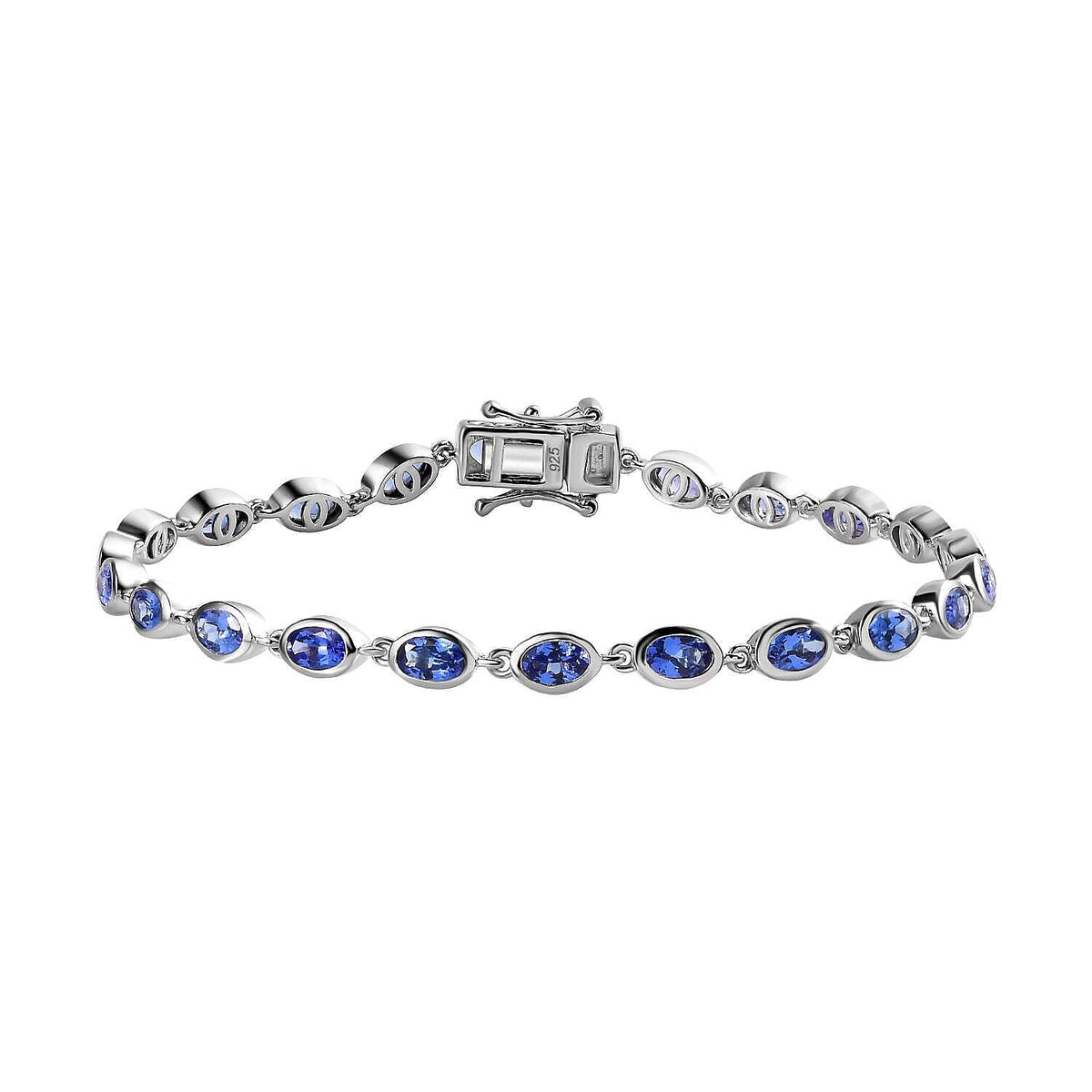 Tanzanite Bracelet in Rhodium Over Sterling Silver (7.50 In) 14.00 ctw