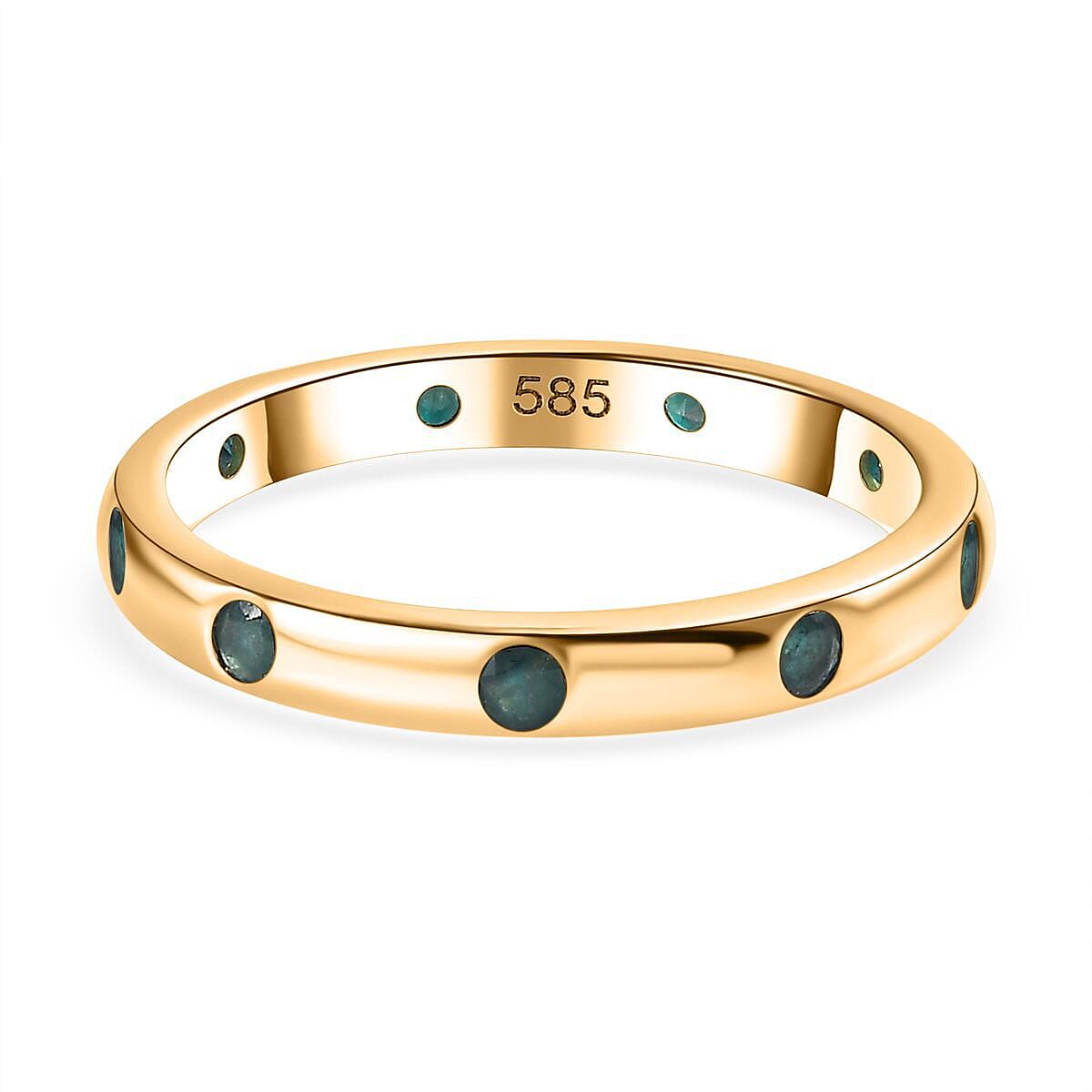 14K Yellow Gold AAA Grandidierite Band Ring (Size 6.5) 0.25 ctw