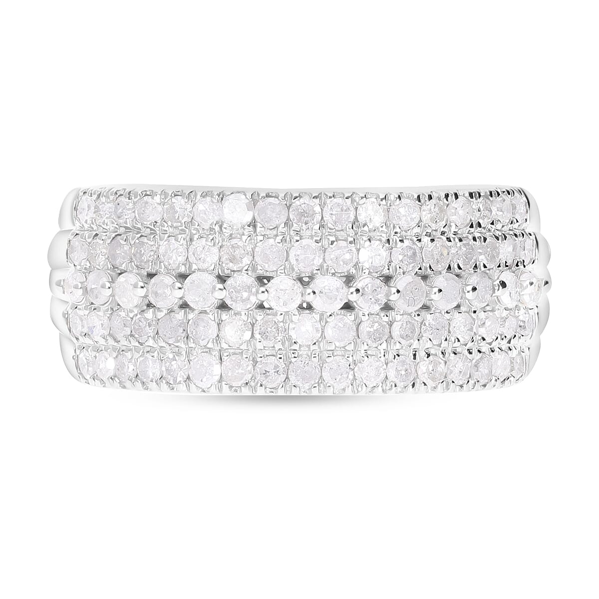 White Diamond Ring in Platinum Over Sterling Silver (Size 8) 1.00 ctw