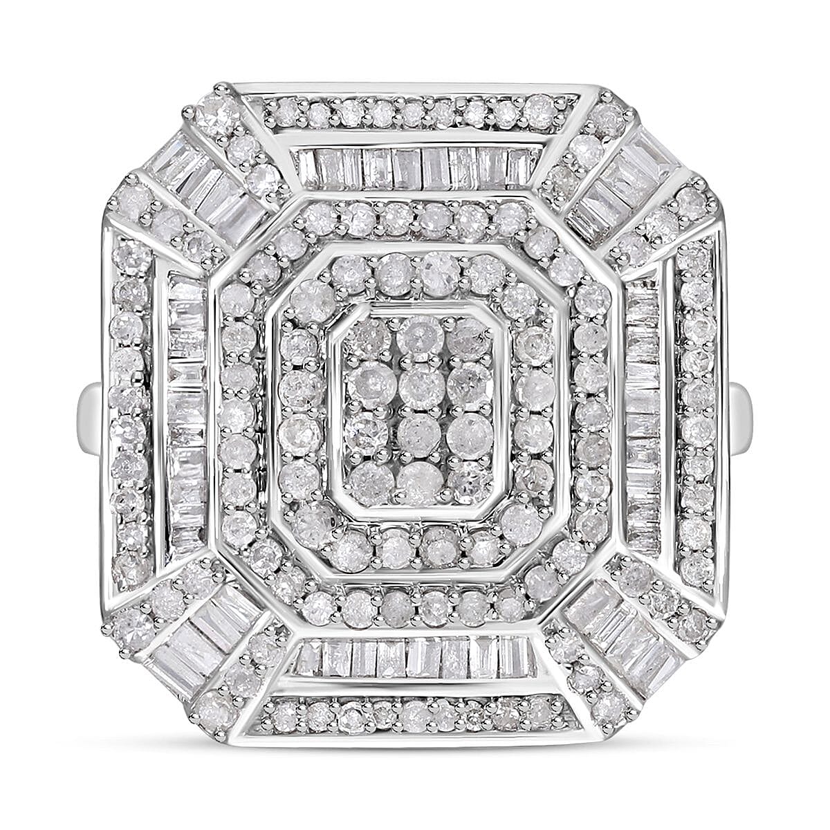 White Diamond Ring in Platinum Over Sterling Silver (Size 10.0) 1.46 ctw