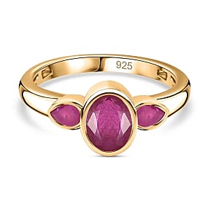 African Ruby Ring in 18K Vermeil YG Over Sterling Silver (Size 10.0) 2.16 ctw