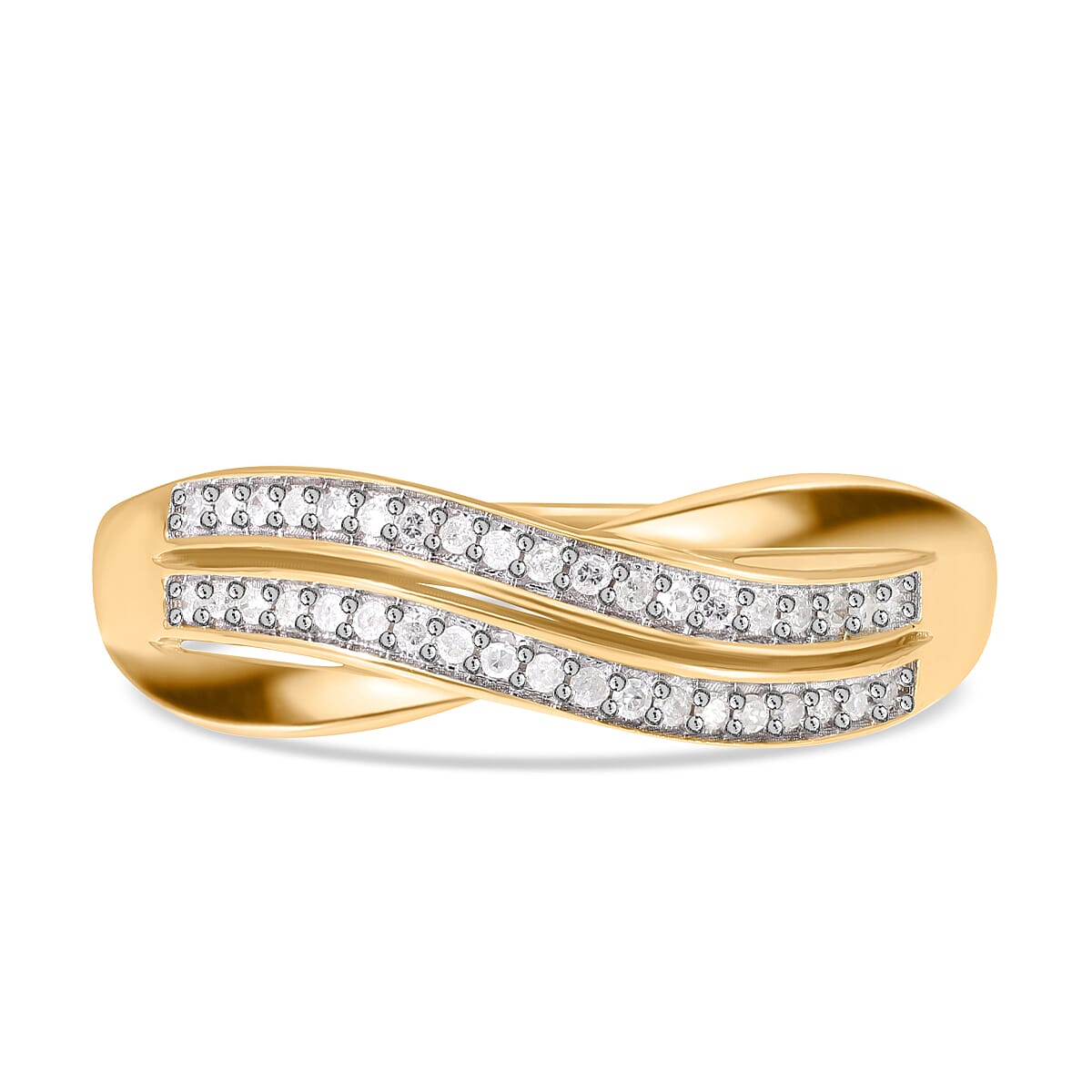 White Diamond Ring in 18K Vermeil YG Over Sterling Silver (Size 9.0) 0.18 ctw