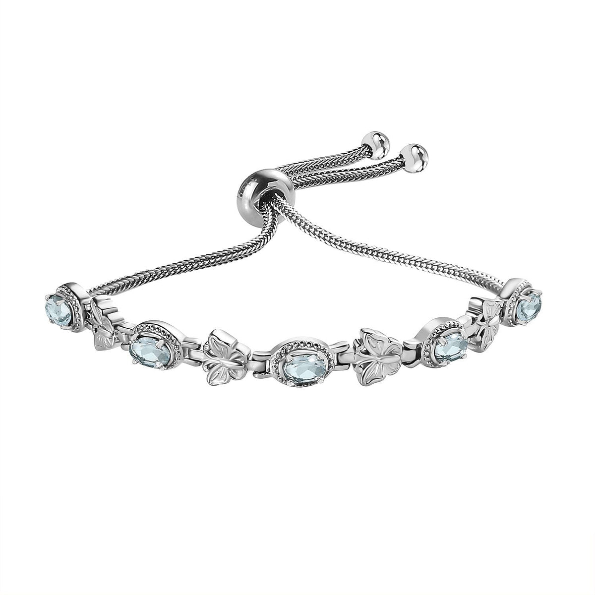 Sky Blue Topaz Bracelet in Stainless Steel (10.50 In) 2.40 ctw