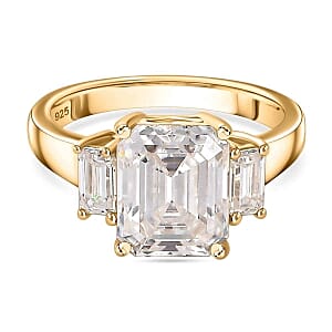 Moissanite Ring in 18K Vermeil YG Over Sterling Silver (Size 10.0) 5.60 ctw