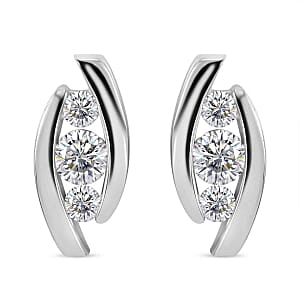 Simulated Diamond Earrings in Rhodium Over Sterling Silver 2.23 ctw