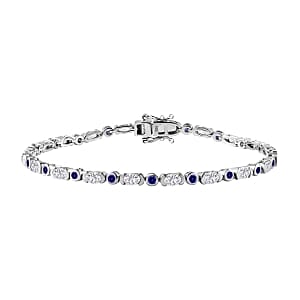 Tanzanite and White Zircon Bracelet in Rhodium Over Sterling Silver (8.0 In) 5.04 ctw