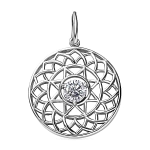 Moissanite Pendant in Rhodium Over Sterling Silver 0.58 ctw