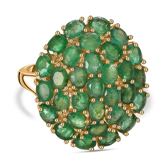 Zambian Emerald Ring in 18K Vermeil YG Over Sterling Silver (Size 8.0) 5.89 ctw