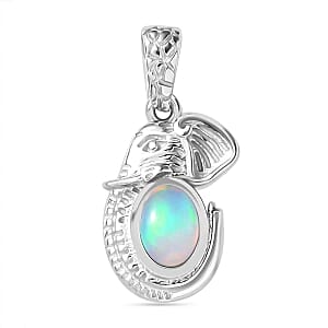 Ethiopian Welo Opal Fancy Pendant in Rhodium Over Sterling Silver 0.50 ctw