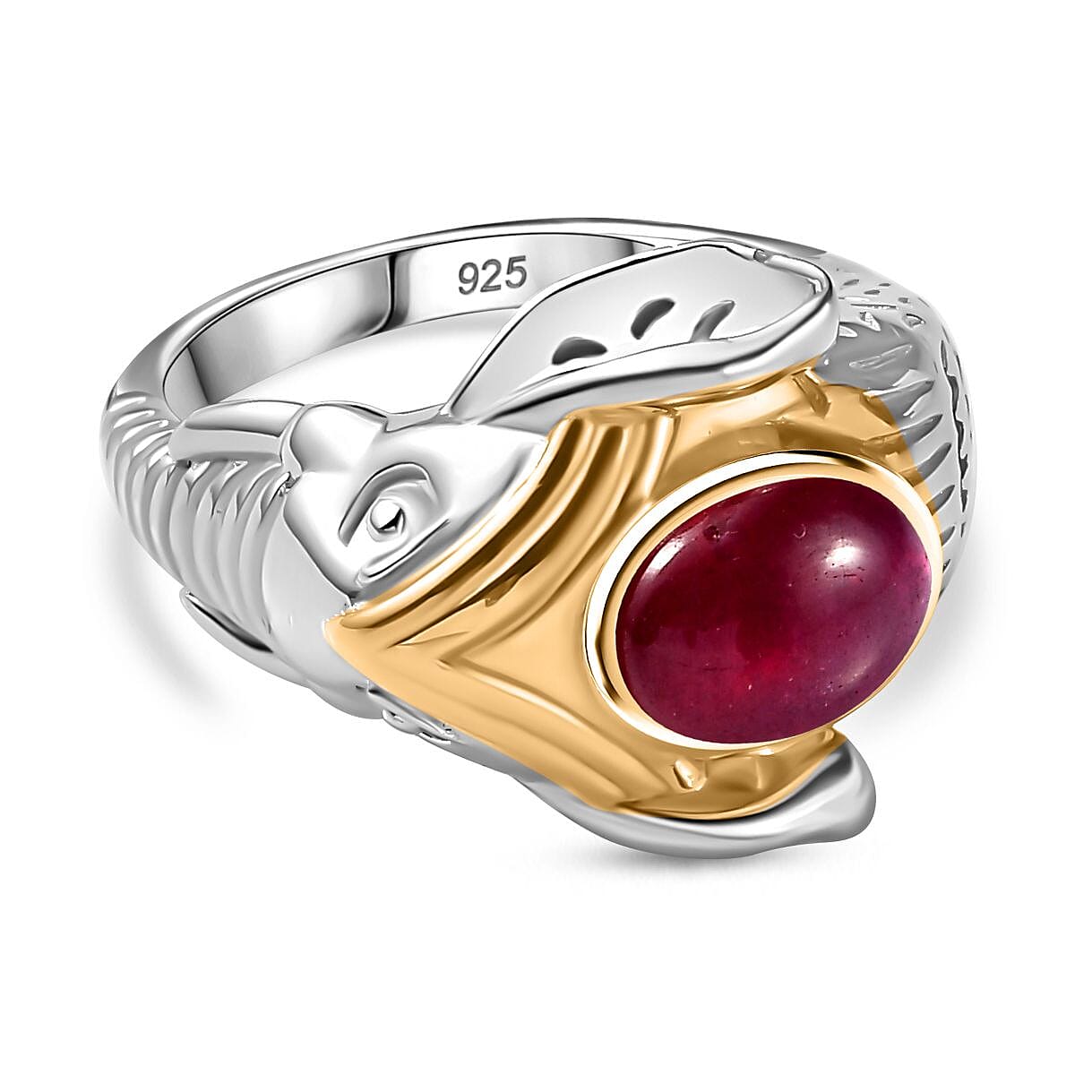 Fissure Filled Ruby  Solitaire Ring  Sterling Silver ,  Silver Wt. 9.96 g 2.20 ctw