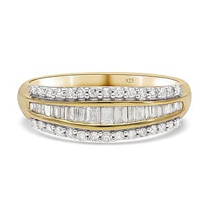 White Diamond Ring in Vermeil YG Over Sterling Silver (Size 10.0) 0.52 ctw