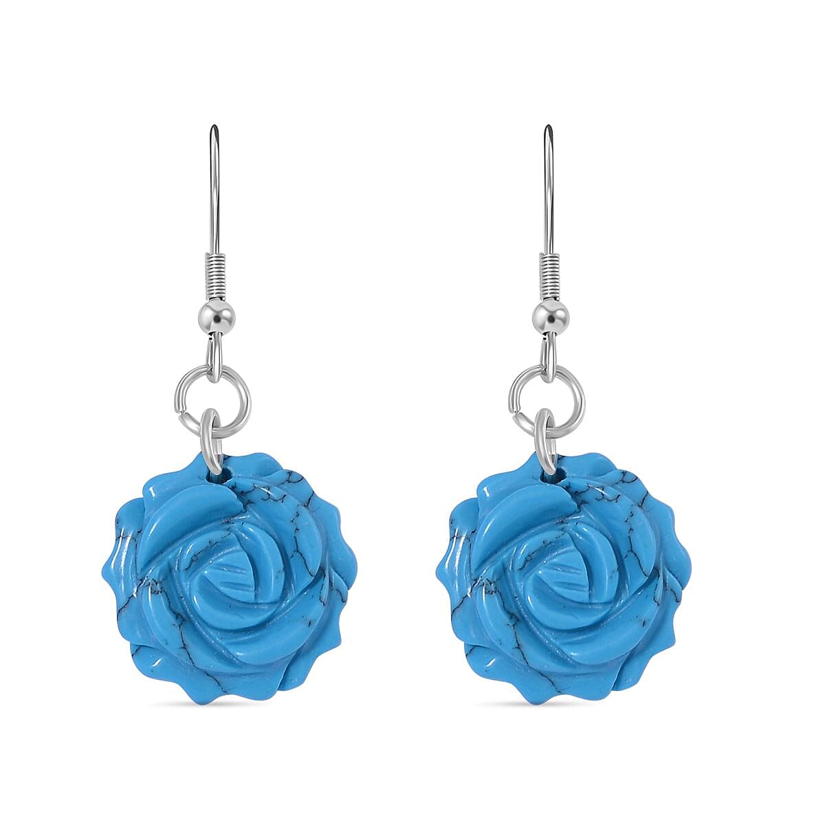 Blue Howlite Earrings in Stainless Steel 25.00 ctw