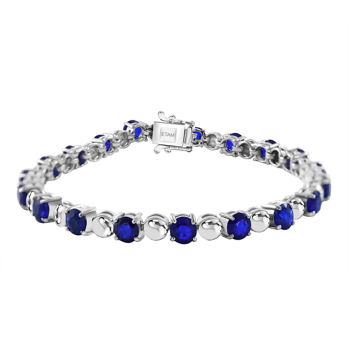 Tanzanian Blue Spinel Bracelet in Rhodium Over Sterling Silver (7.0 In) 10.67 ctw
