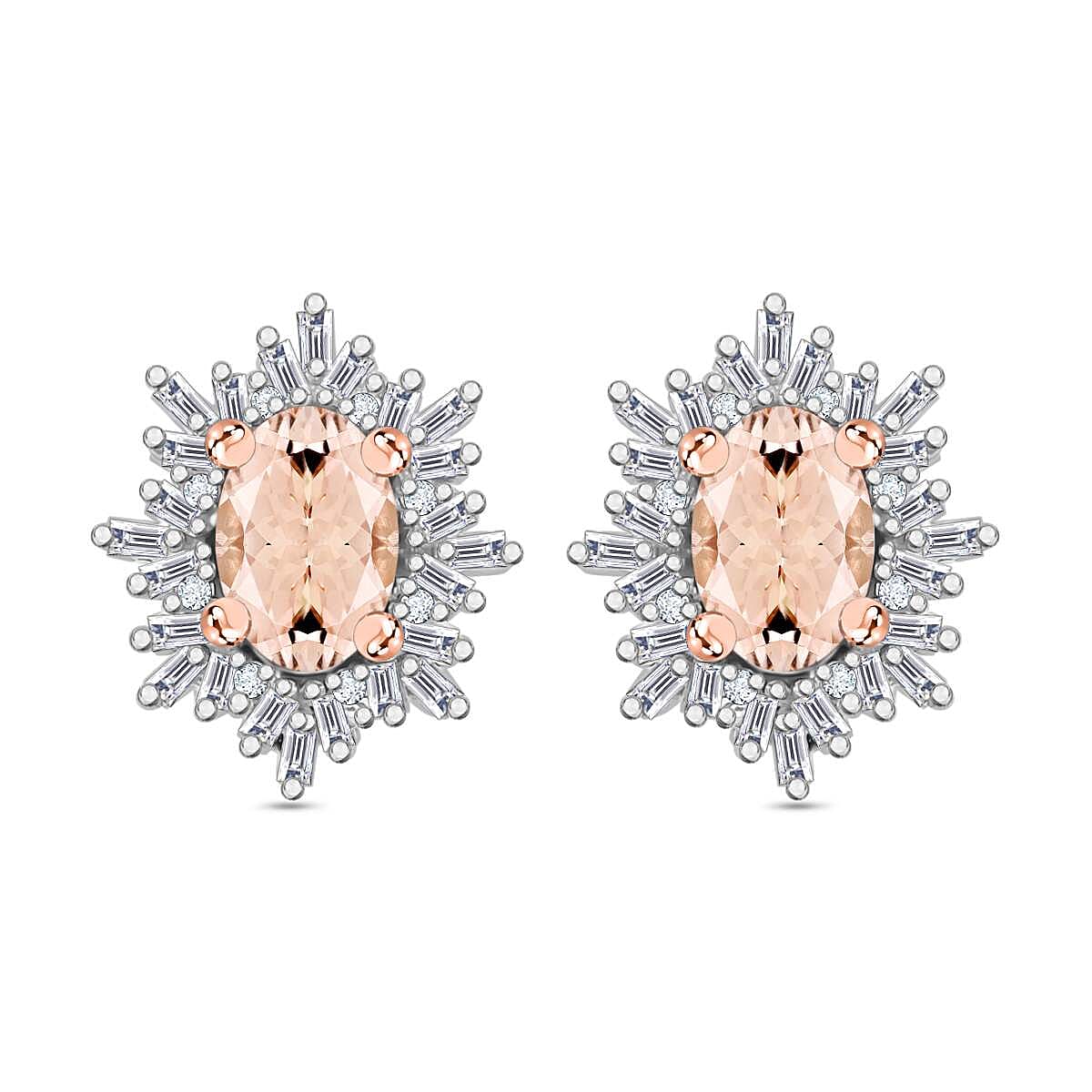 Tanzanite, Diamond (0.25 cts) Stud Earrings in Rhodium Over Sterling Silver 1.20 ctw