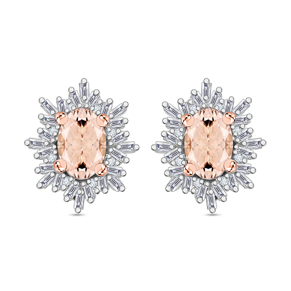 Tanzanite, Diamond (0.25 cts) Stud Earrings in Rhodium Over Sterling Silver 1.20 ctw