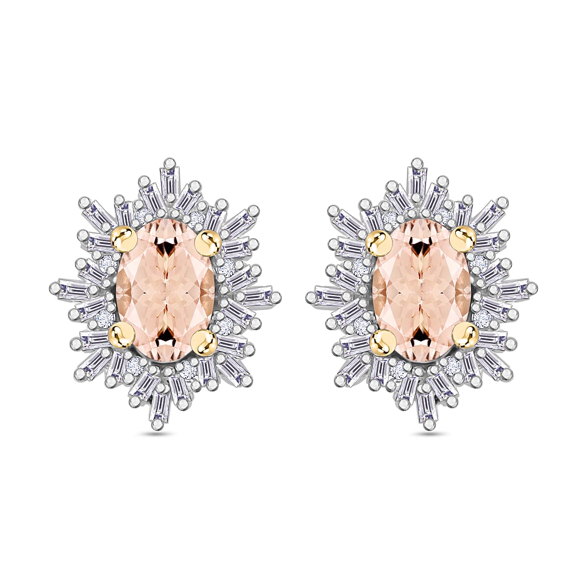 Tanzanite, Diamond (0.25 cts) Stud Earrings in Rhodium Over Sterling Silver 1.20 ctw