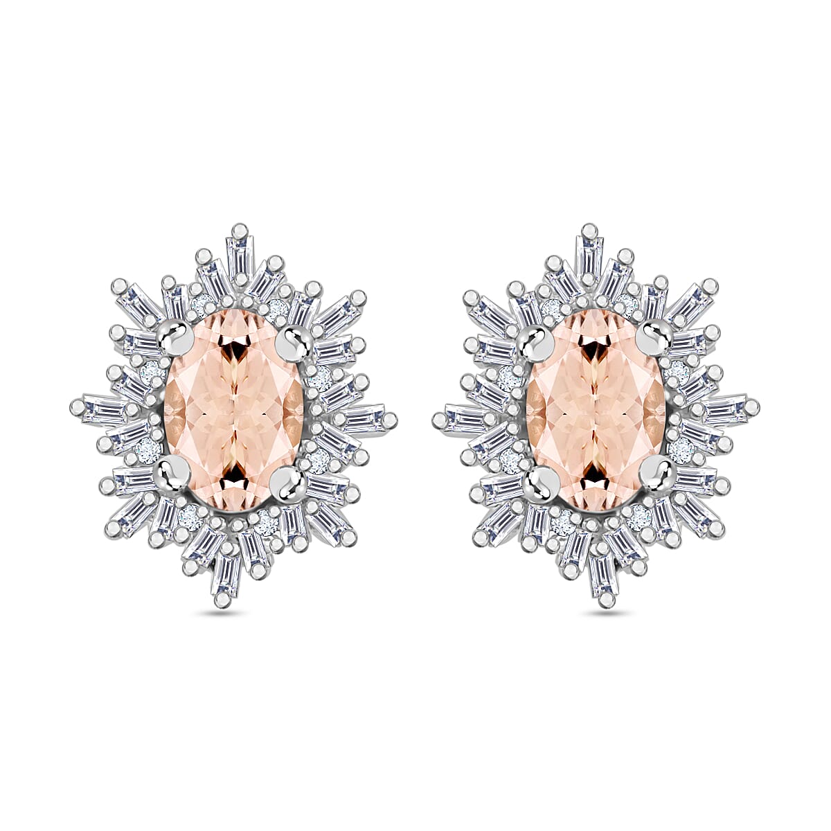 Tanzanite, Diamond (0.25 cts) Stud Earrings in Rhodium Over Sterling Silver 1.20 ctw