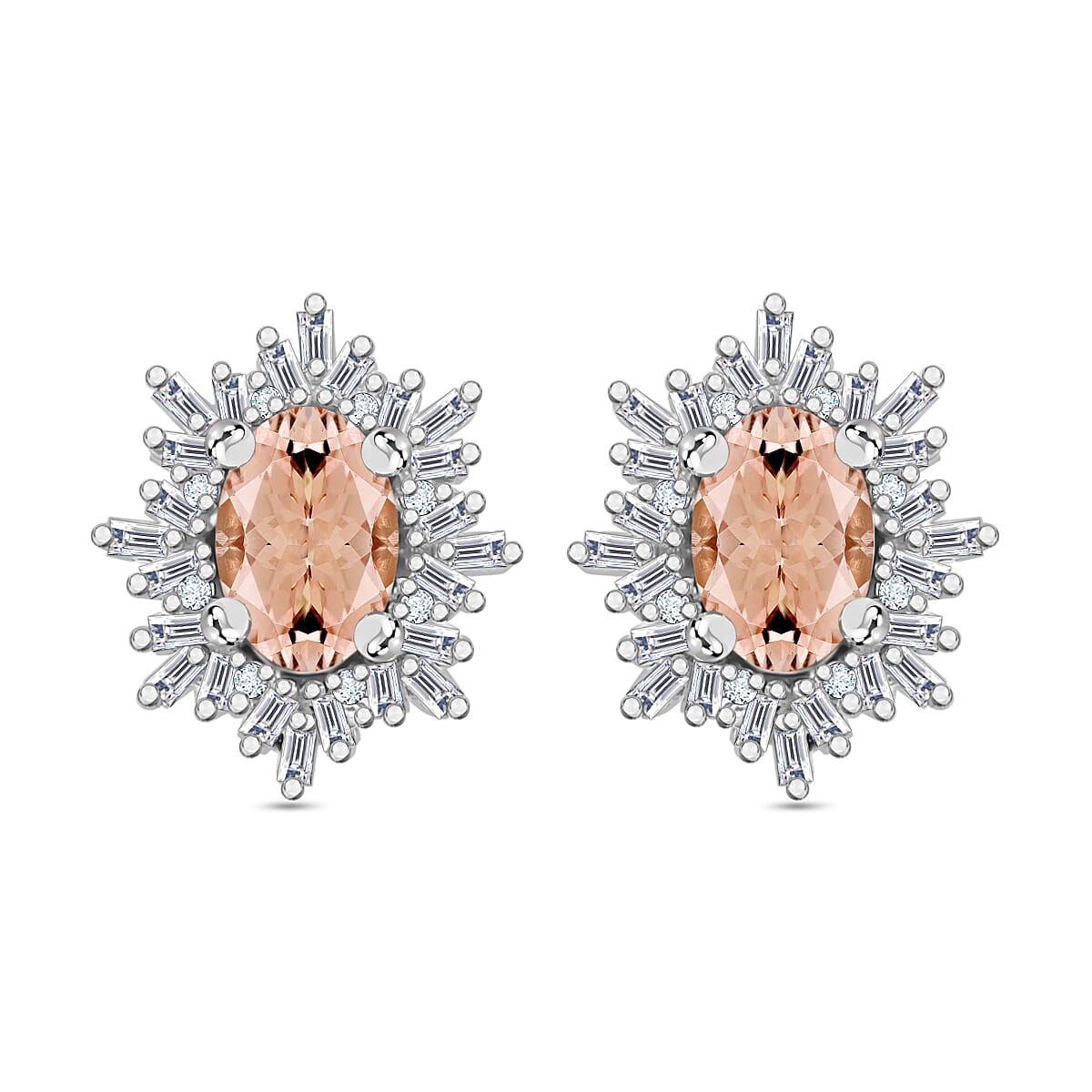 Tanzanite, Diamond (0.25 cts) Stud Earrings in Rhodium Over Sterling Silver 1.20 ctw