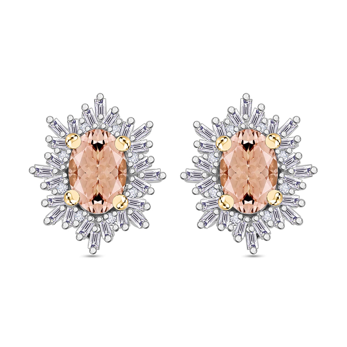 Tanzanite, Diamond (0.25 cts) Stud Earrings in Rhodium Over Sterling Silver 1.20 ctw