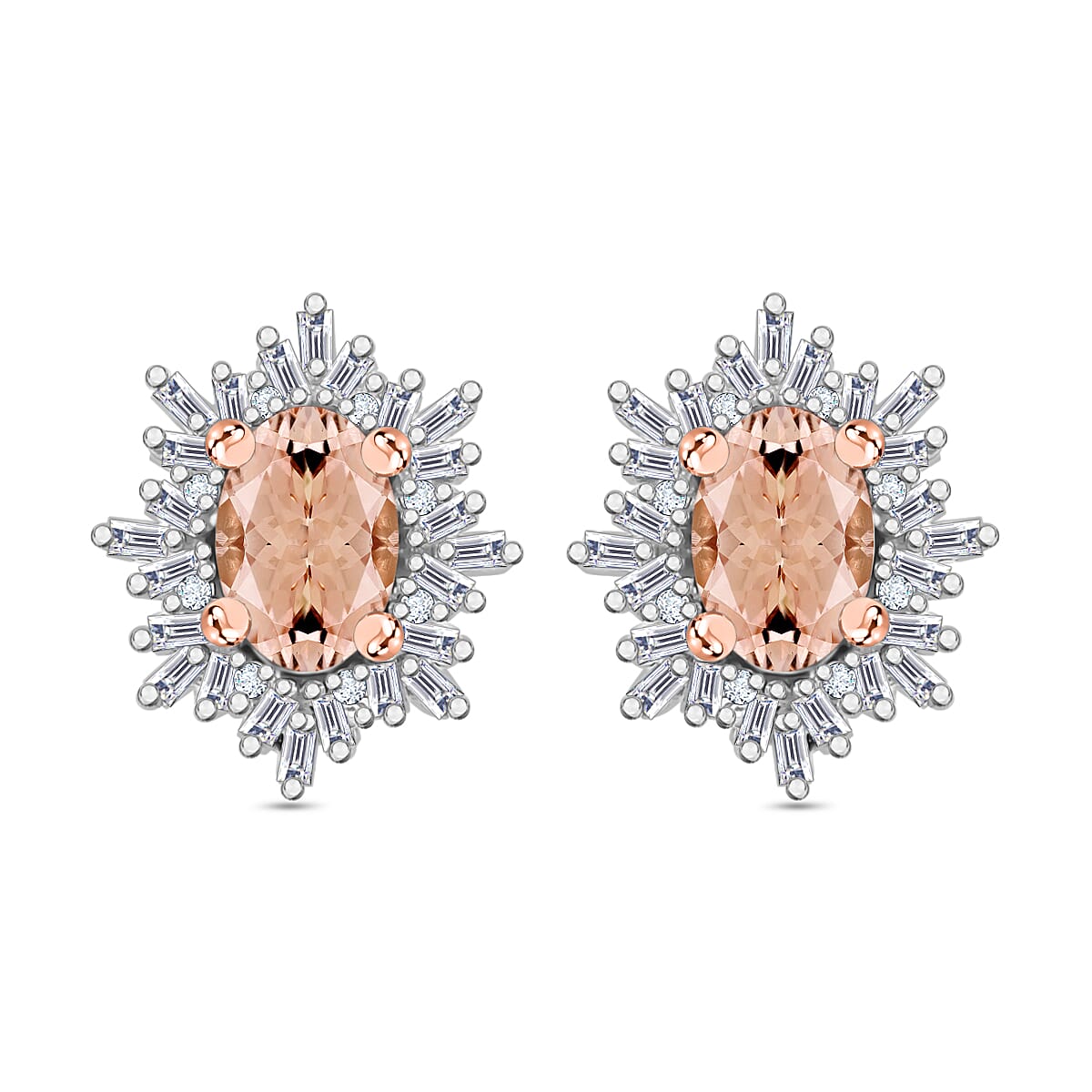 Tanzanite, Diamond (0.25 cts) Stud Earrings in Rhodium Over Sterling Silver 1.20 ctw