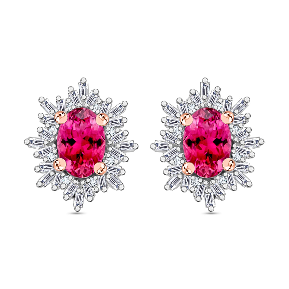 Tanzanite, Diamond (0.25 cts) Stud Earrings in Rhodium Over Sterling Silver 1.20 ctw